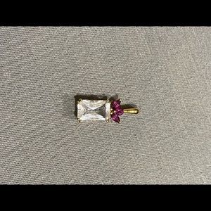 Necklace diamond pendant with purple